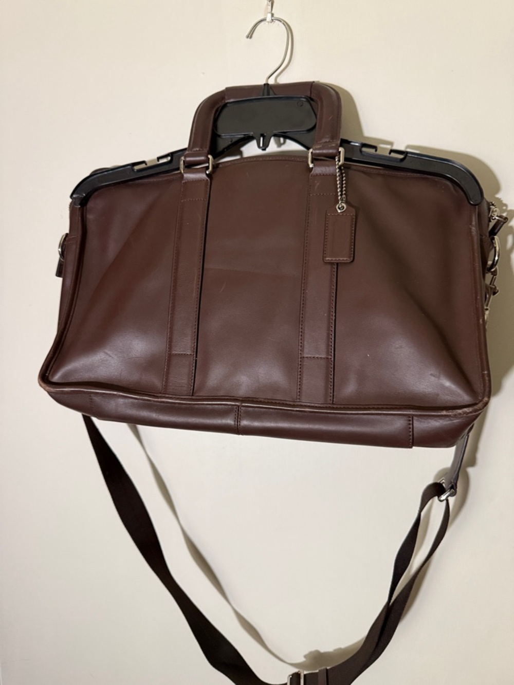 Coach Brown Leather Laptop Bag with Shoulder Strap
